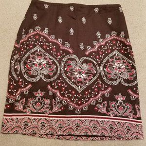 Ann Taylor brown print skirt Size 6